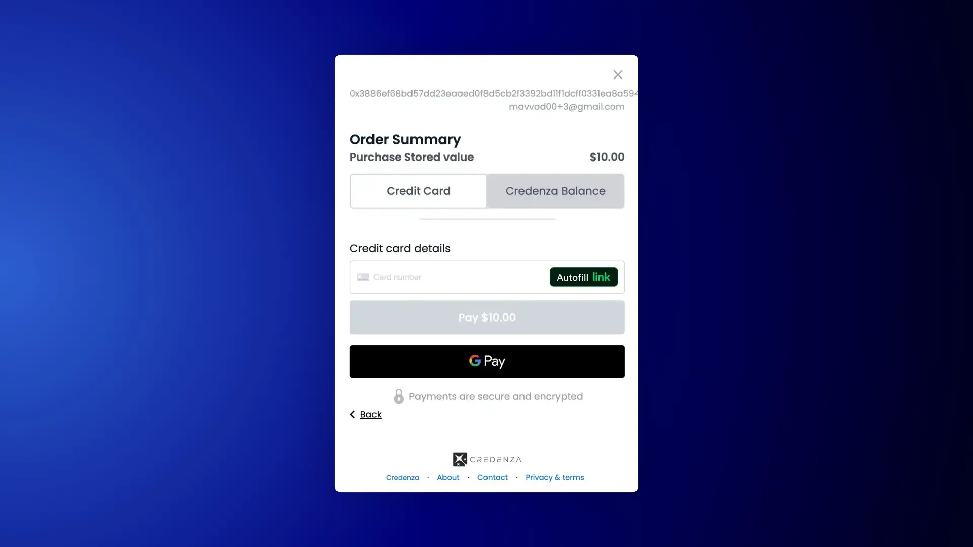 Credenza Order Summary with payment options and secure payment notice