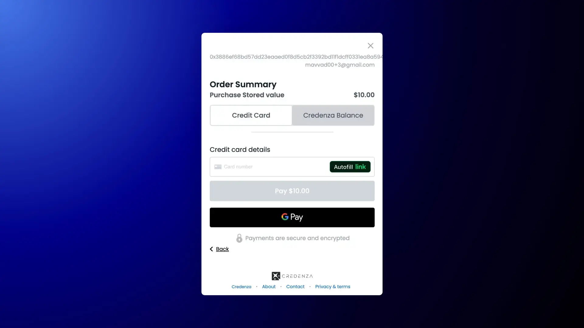 Credenza Order Summary with payment options and secure payment notice