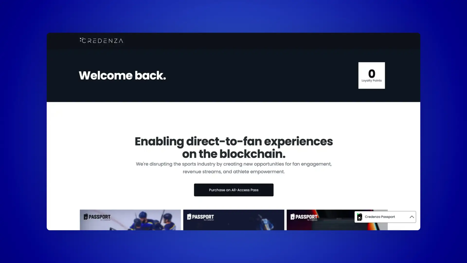 Credenza Presence page with Passport JS SUI SDK feature